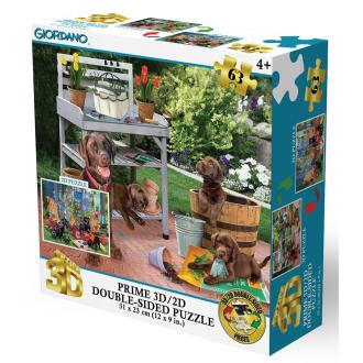 Puzzle 2D/3D - Smeđi i crni labradori 63 kom 31x23cm Giordano