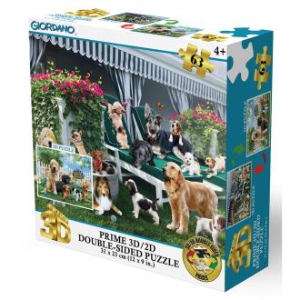 Puzzle 2D/3D - Psi u dvorištu / Proljetni štenci 63 kom 31x23cm Giordano