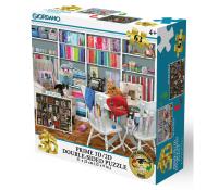 Puzzle 2D/3D - Mačići u šivaćoj sobi / Mačja knjižnica 63 kom 31x23cm Giordano