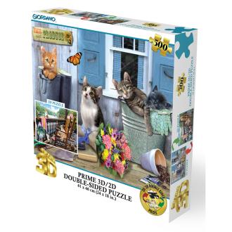 Puzzle 2D/3D - Mačići kraj jezera / Svježi proizvodi s farme 500 kom 61x46cm Giordano