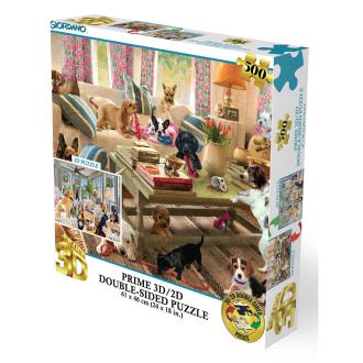 Puzzle 2D/3D - Psi u dnevnom boravku / Psi na verandi 500 kom 61x46cm Giordano